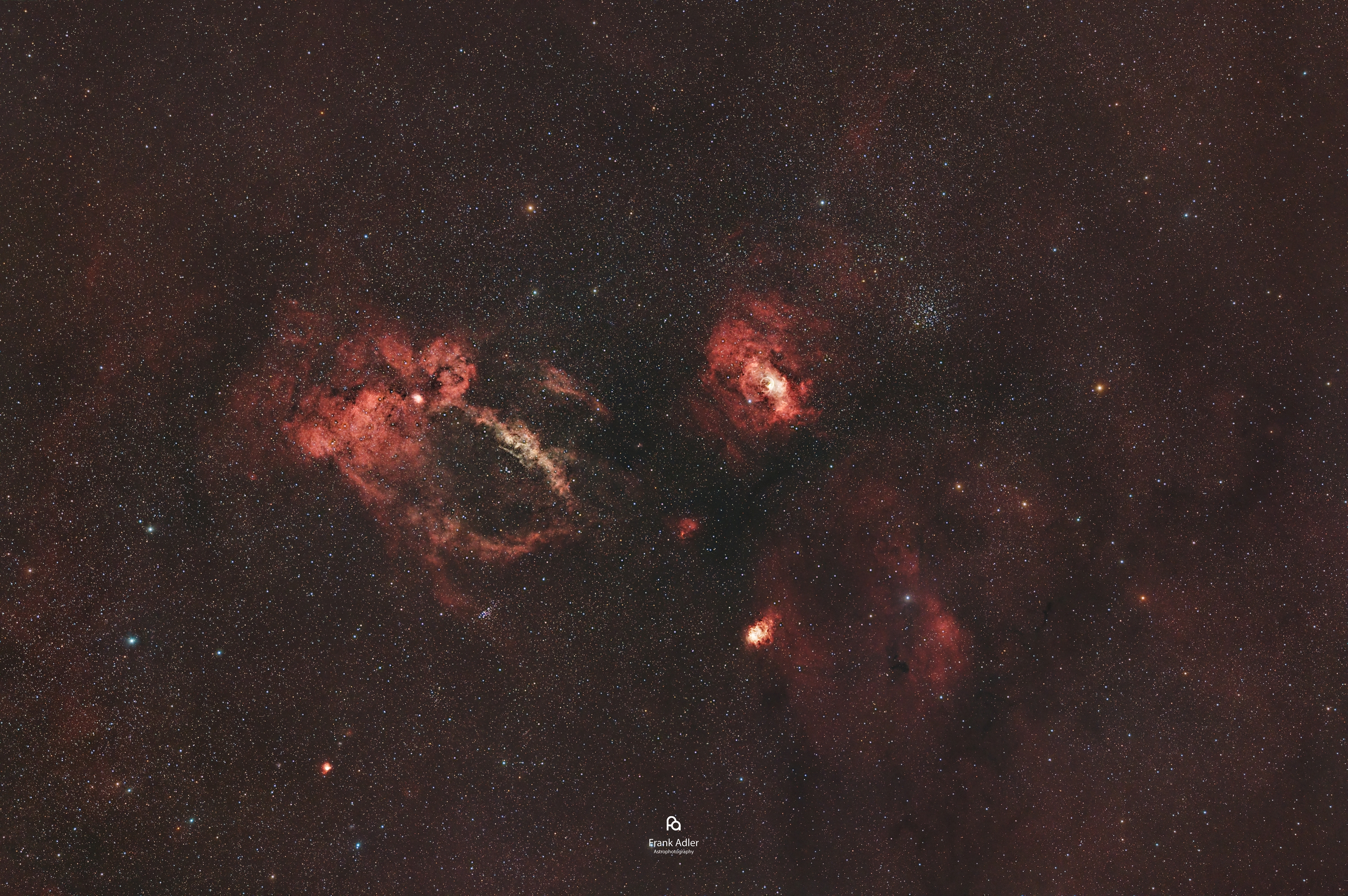 Bubble, Northern Lagoon & Lobster Claw Nebulae