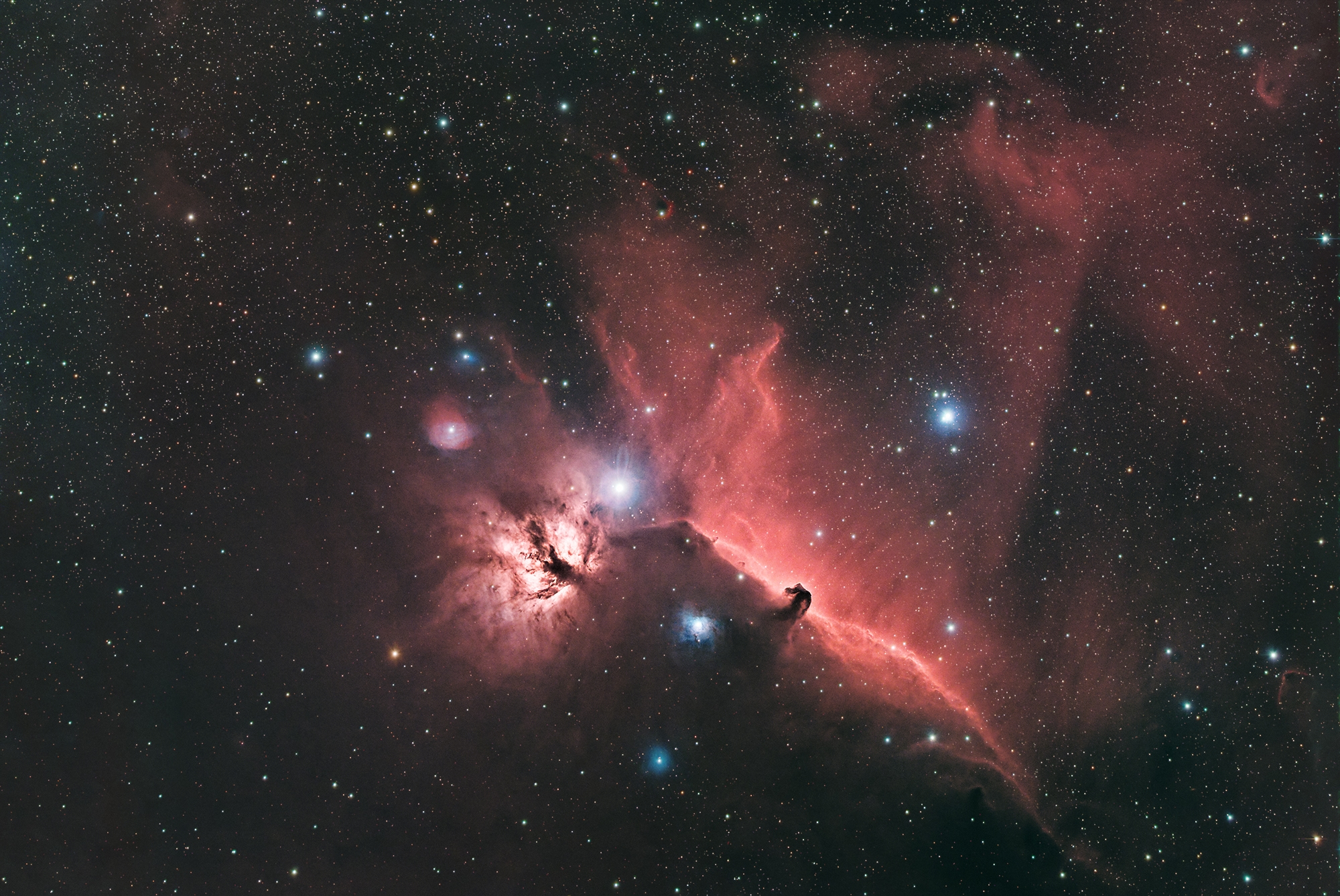 Flame and Horse Head Nebula in Detail