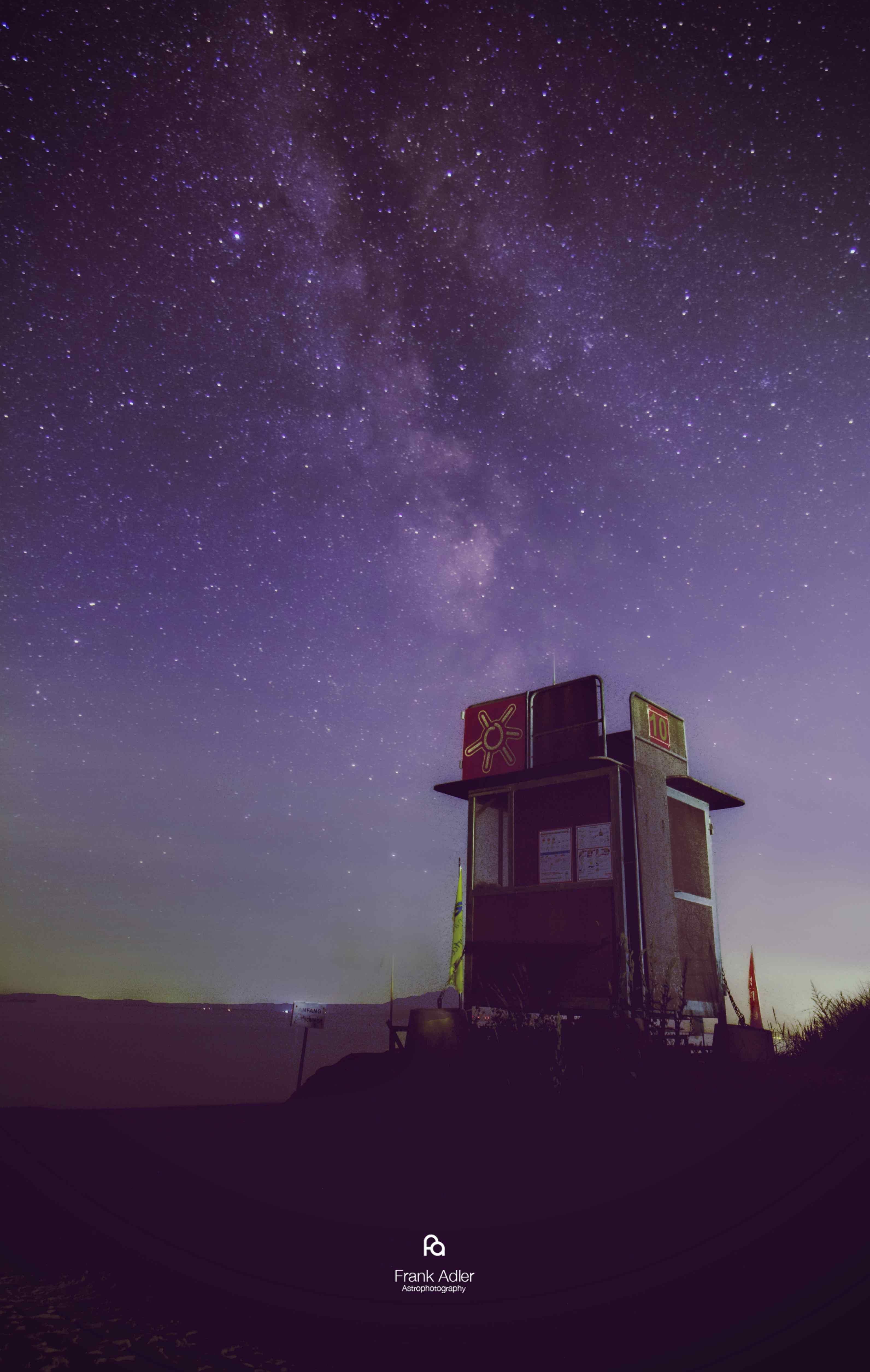 Milky Way above a lifeguard tower